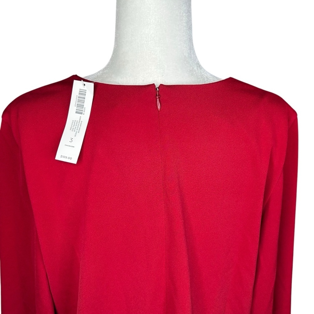 NEW Chico's Kimono Sleeve Dress Sz 3 16-18 Red Closet Essential Minimalist - Picture 7 of 14